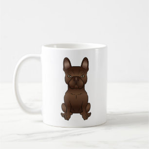 Chocolate Brown French Bulldog Cute Cartoon Dog Koffiemok