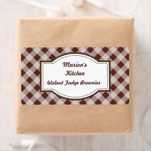 Chocolate Brown Gingham Baking Kitchen Gift Labels (Insitu)