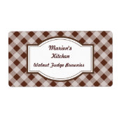 Chocolate Brown Gingham Baking Kitchen Gift Labels (Voorkant)