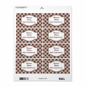 Chocolate Brown Gingham Baking Kitchen Gift Labels (Full Sheet)