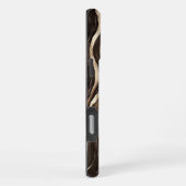 Chocolate Brown Gold Wavy Stripes iPhone Hoesje (Rechterkant)