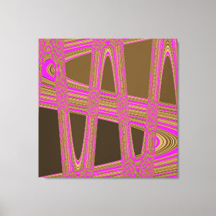 Chocolate Brown Hot Pink Modern Abstracte golf Canvas Afdruk