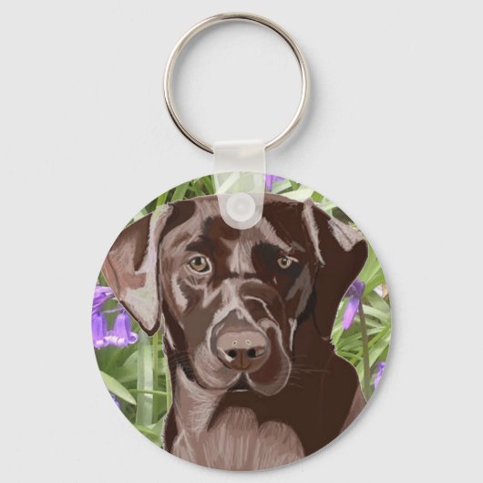 Chocolate Brown Labrador tegen blauwkoppen Sleutelhanger (Voorkant)
