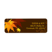 Chocolate Brown Maple Leaf Wedding Return Address Etiket (Voorkant)