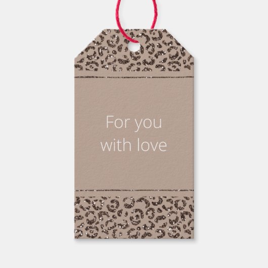 Chocolate Brown Mocha Cream Leopard Glitter Cadeaulabel (Voorkant)