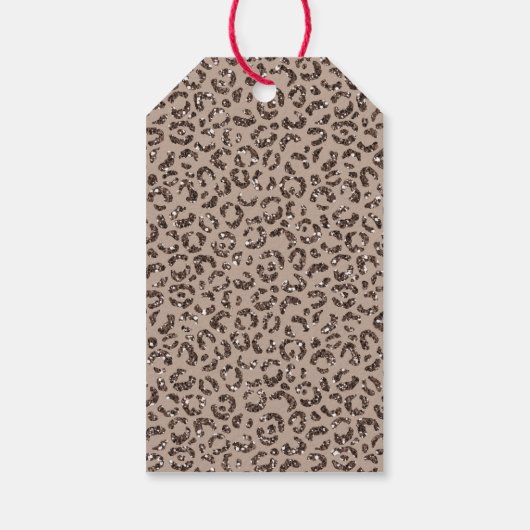 Chocolate Brown Mocha Cream Leopard Glitter Cadeaulabel (Achterkant)