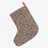 Chocolate Brown Mocha Cream Leopard Glitter Grote Kerstsok (Achterkant (Hangend))