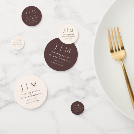 Chocolate Brown Monogram Classic Wedding Confetti (Groep)