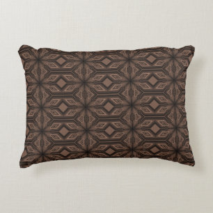 Chocolate Brown Mosaic Cotton Accent Pillow 16x12 Decoratief Kussen