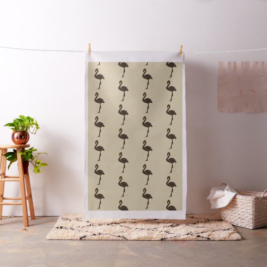 Chocolate Brown Patterned Flamingo Stof (Voorbeeld)