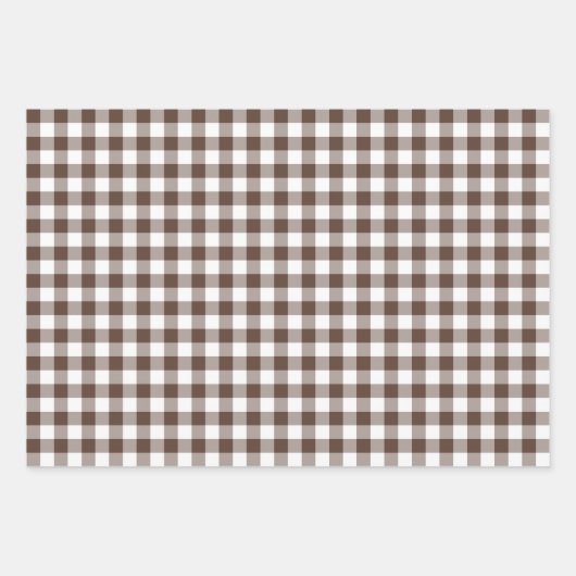Chocolate Brown Plaid Gingham Inpakpapier Vel (Voorkant)