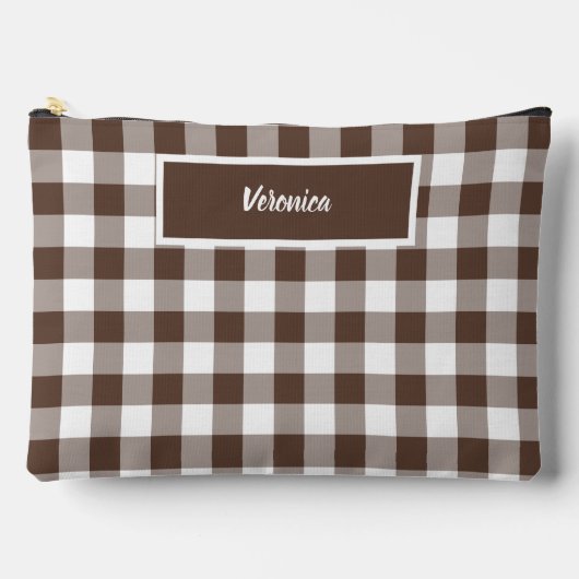 Chocolate Brown Plaid Gingham Personalized Etui (Voorkant)