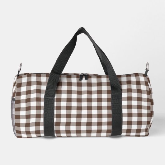 Chocolate Brown Plaid Gingham Personalized Plunjezak (Achterkant)
