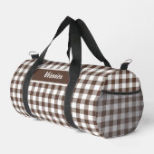 Chocolate Brown Plaid Gingham Personalized Plunjezak (Rechterhoek)