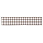 Chocolate Brown Plaid Gingham Table Runner Korte Tafelloper (Horizontaal)