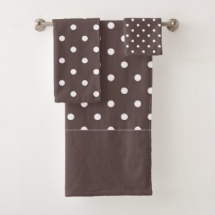 Chocolate Brown Polka Dots Bad Handdoek