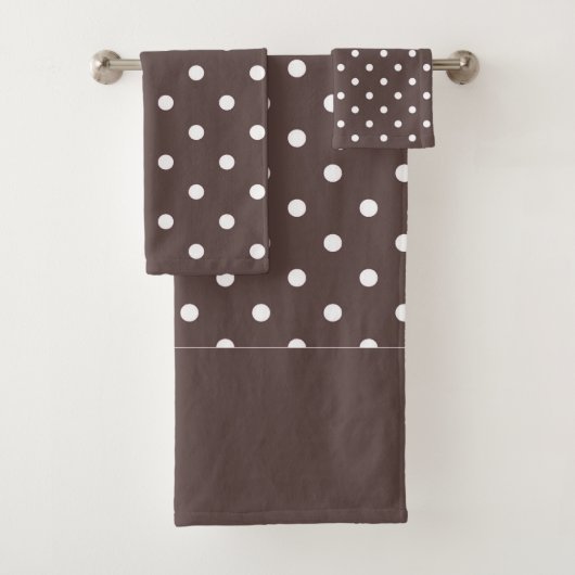 Chocolate Brown Polka Dots Bad Handdoek (Insitu)