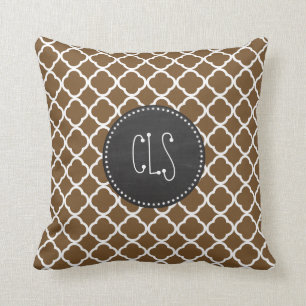 Chocolate Brown Quatrefoil; alkbord Kussen