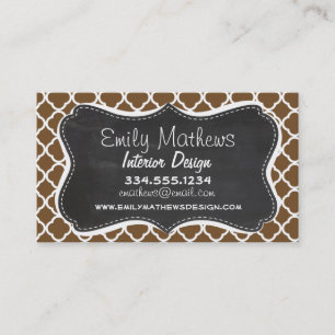 Chocolate Brown Quatrefoil; schoolbord Visitekaartje