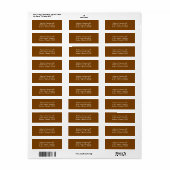 Chocolate Brown Simple Plain Return Address Labels (Full Sheet)