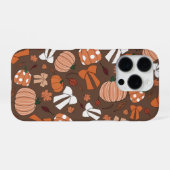 Chocolate Brown White and Orange Cute Pumpkin Bows iPhone Hoesje (Achterkant horizontaal)