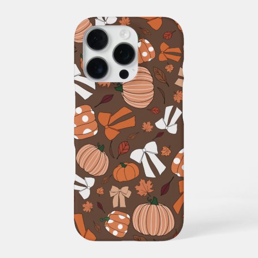 Chocolate Brown White and Orange Cute Pumpkin Bows iPhone Hoesje (Achterkant)