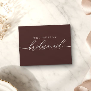 Chocolate Brown Wil je mijn bruidsmeisje zijn Uitnodiging Briefkaart