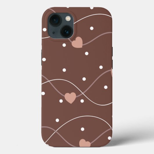 Chocolate Brown with Pink Hearts Pattern Case-Mate iPhone Case (Achterkant)