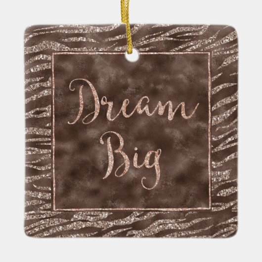 Chocolate Brown Zebra Glitter Dream Keramisch Ornament (Voorkant)