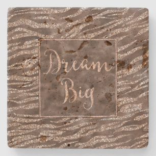 Chocolate Brown Zebra Glitter Dream Stenen Onderzetter