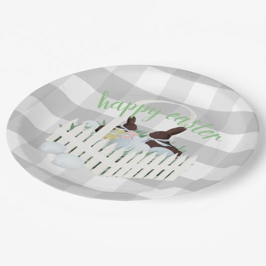 Chocolate Bunnies Eggs Grey Paaspapier Bord (Gekanteld)