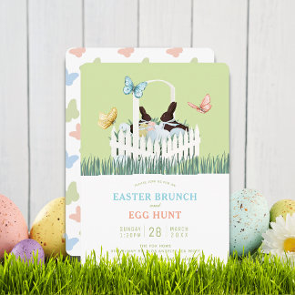 Chocolate Bunny Easter Brunch Egg Hunt Invitation Kaart