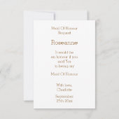 Chocolate Butterfly Design Maid of Honor Verzoek Kaart (Achterkant)