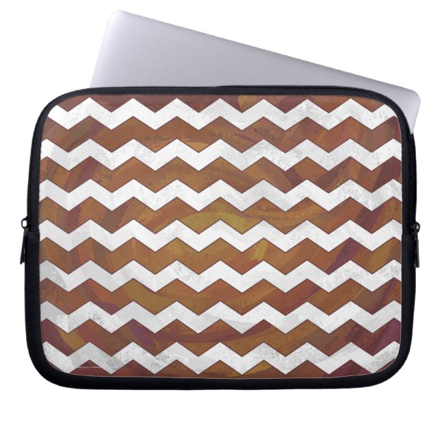 Chocolate Carmel Swirl Chevron Pattern Laptop Sleeve (Voorkant)