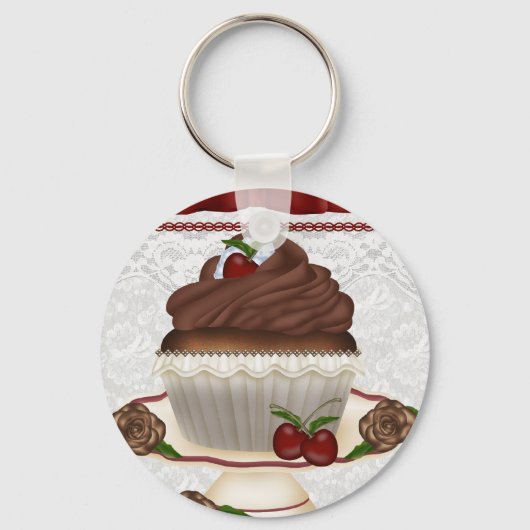 Chocolate Cherry Cupcake Sleutelhanger (Voorkant)
