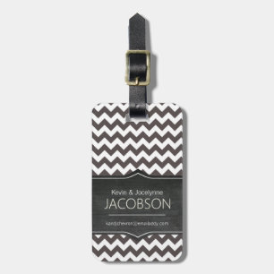 Chocolate Chevron Chalkboard - Aangepast Bagagelabel