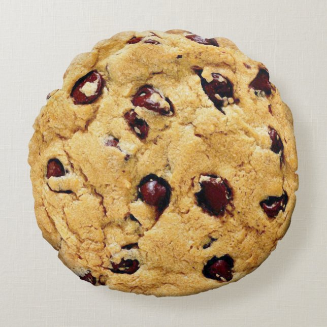 Chocolate Chip Cookie Rond Kussen (Voorkant)