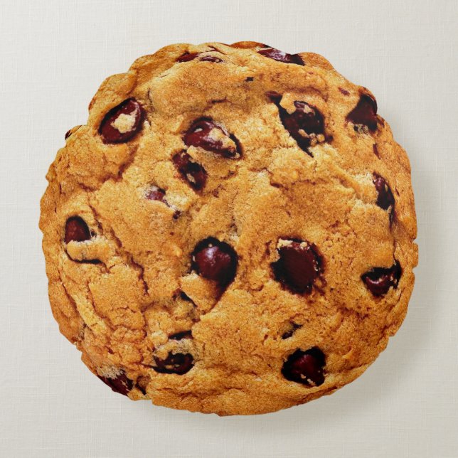Chocolate Chip Cookie Rond Kussen (Voorkant)