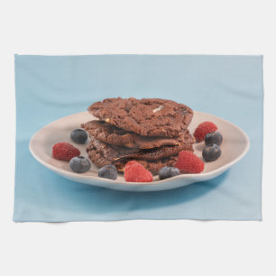 Chocolate Chip Cookies Met Bessen Voedsel Foto Theedoek