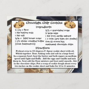 Chocolate Chip Cookies Recipe Card Briefkaart