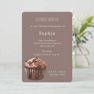 Chocolate Chip Muffin Cupcake Verjaardag Kaart