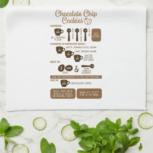 Chocolate Chip Recipe Kitchen Towel Theedoek (Gevouwen)