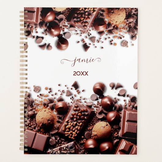 Chocolate Chocoholic Cocoa Sweets Modern Name Planner (Voorkant)