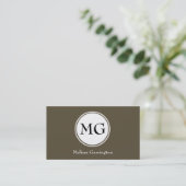 Chocolate Circle Monogram Aangepaste Visitekaartje (Staand voorkant)