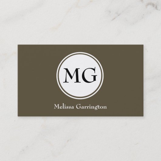 Chocolate Circle Monogram Aangepaste Visitekaartje (Voorkant)