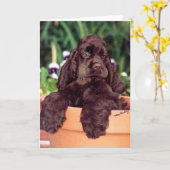 Chocolate Cocker Spaniel wenskaart Kaart (Gele Bloem)