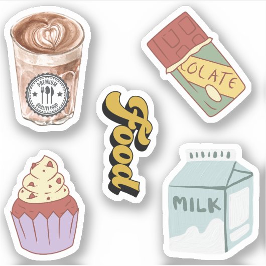  Chocolate Coffee Latte drink Milk Scrapbook Sticker (Voorkant)
