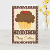 Chocolate Cupcake Happy Birthday Kaart (Gele Bloem)