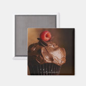 Chocolate Cupcake met frambozentopslag Magneet (Voorkant / Achterkant)