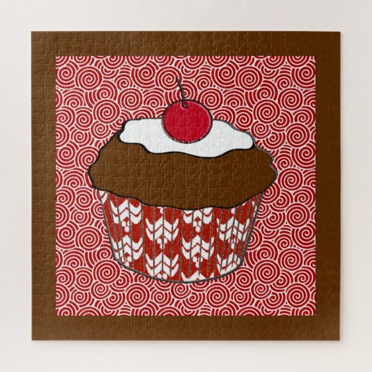 Chocolate Cupcake op rood en wit patroon Legpuzzel (Verticaal)